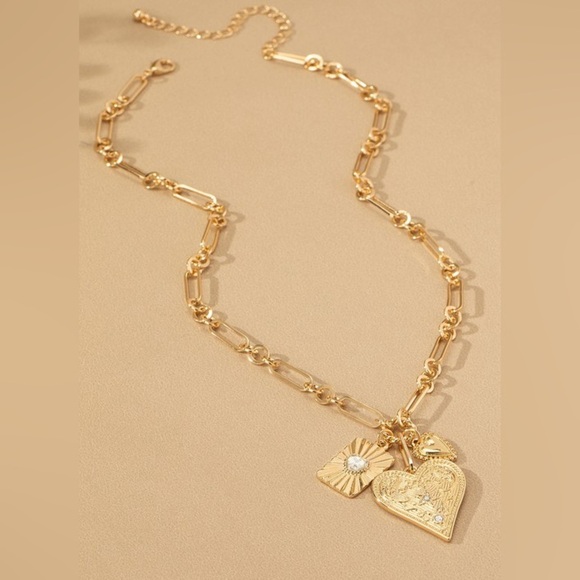 Charm Cluster Heart  Necklace - Picture 3 of 5